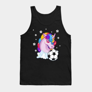 Cute Unicorn Football Ball Soccer T-Shirt for Girls Boys Tank Top